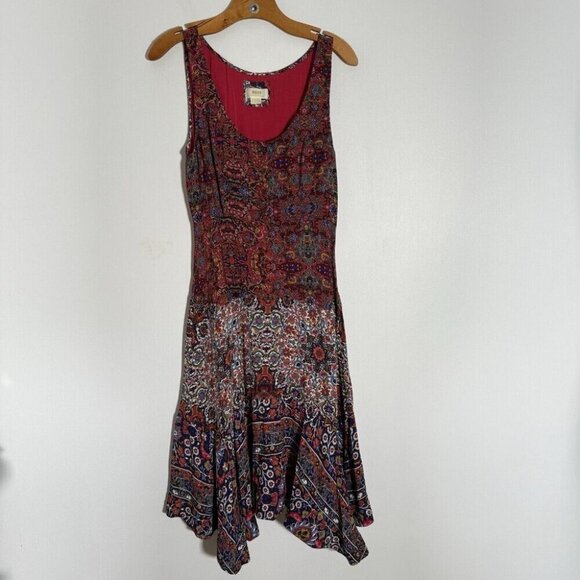 Anthropologie Maeve Violette Midi Dress Asymmetrical Hem Floral Boho Fairy 12 - Picture 1 of 9
